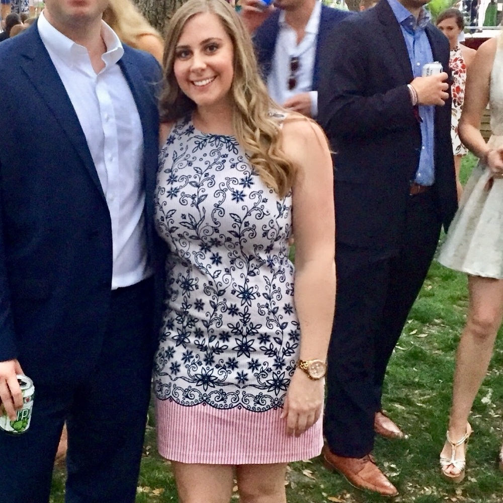 Pink and blue floral dress